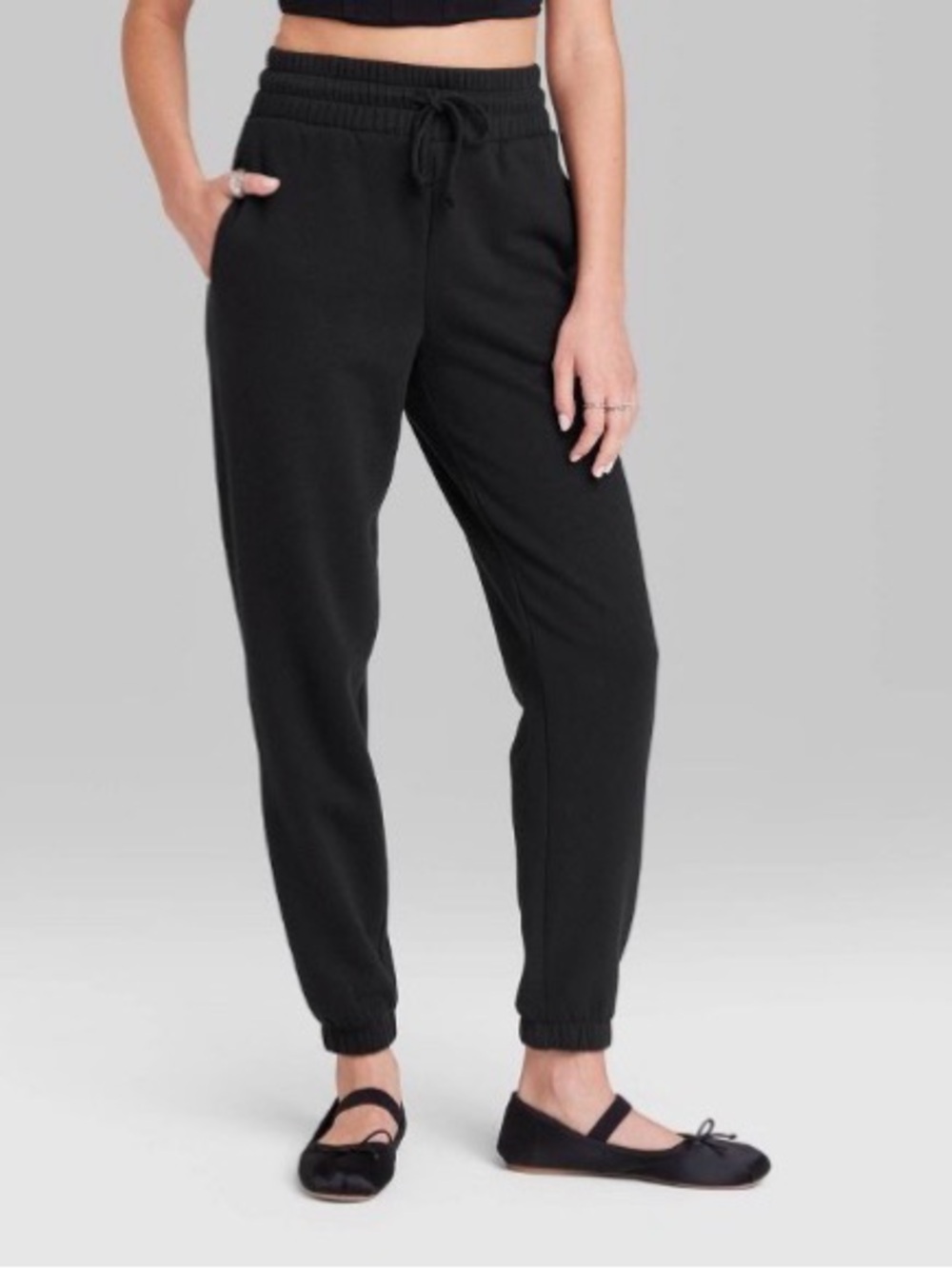 Women's High-Rise Tapered Joggers - Wild Fable Black - XS (0-2) New with Tag